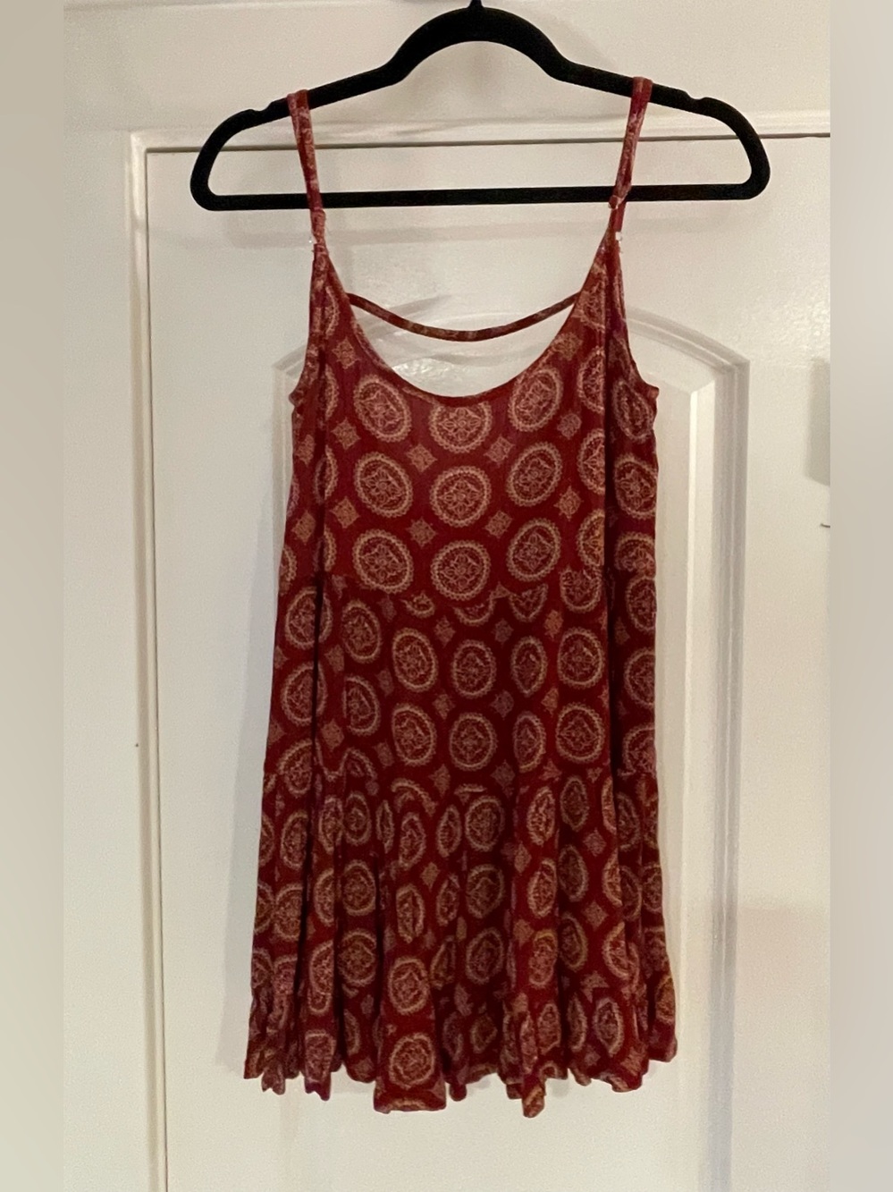 Brandy Melville Rust Paisley Spaghetti Strap Tank - No Size Tag PTP 16”